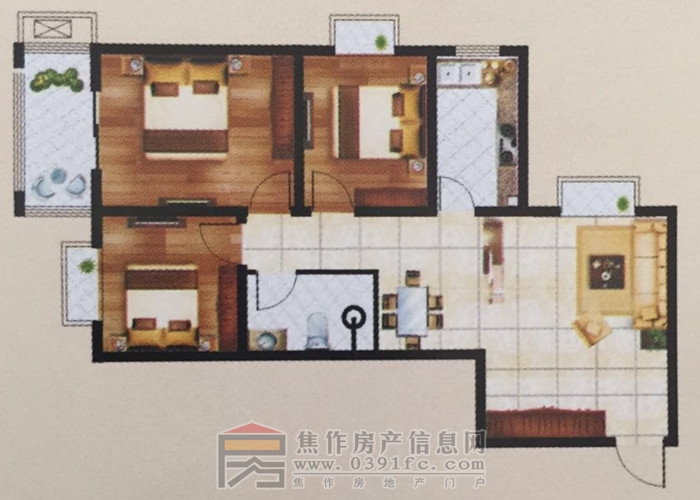 博大華庭小區(qū)2-A戶(hù)型約90.78平